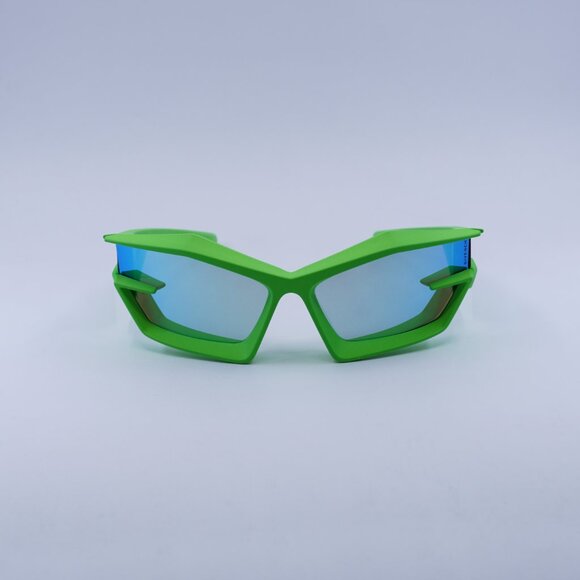 Givenchy GV40049U 94C Sunglasses Green Geometric Frame, Blue Mirror Lenses - Picture 2 of 10